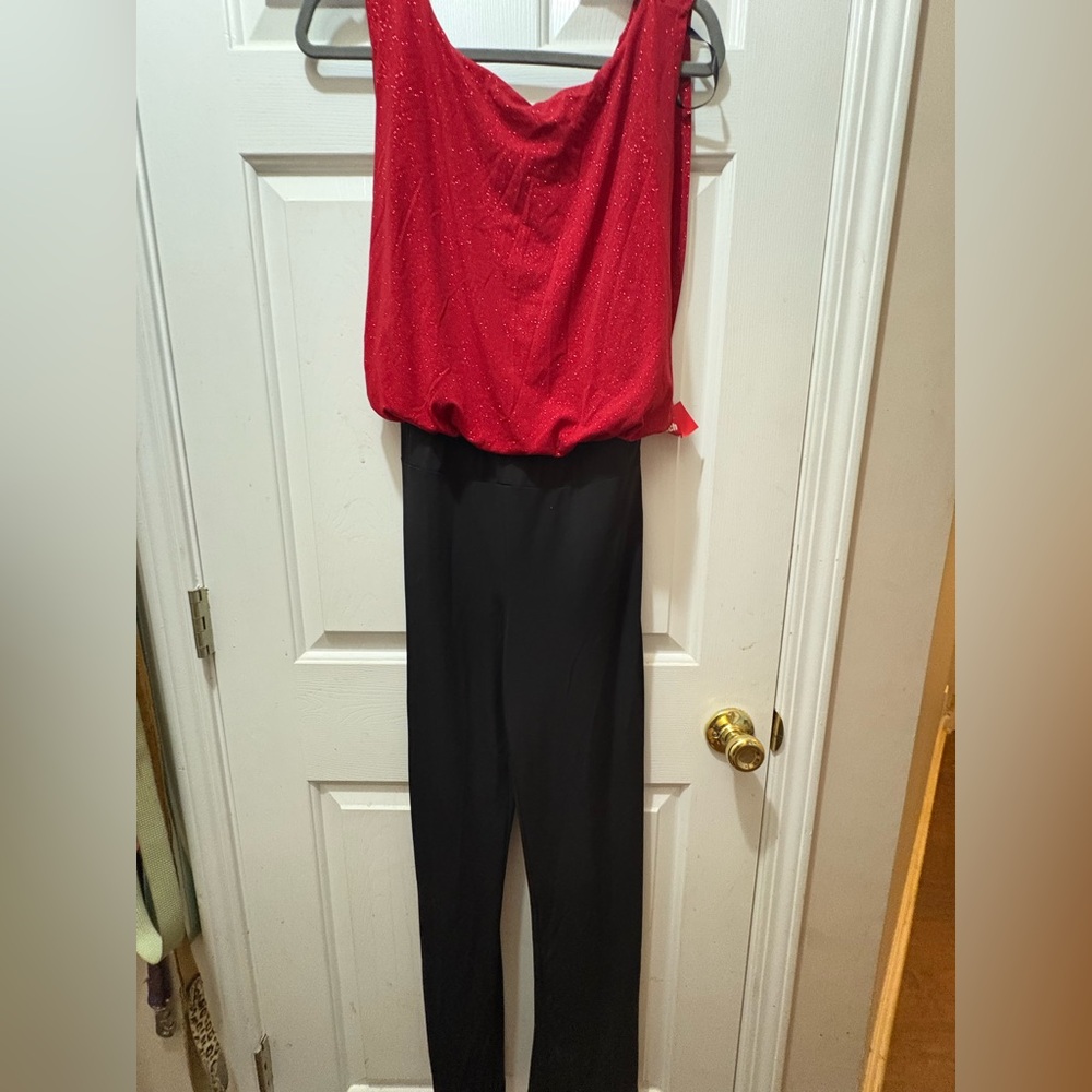 Enfocus Studio Red and Black Jumpsuit